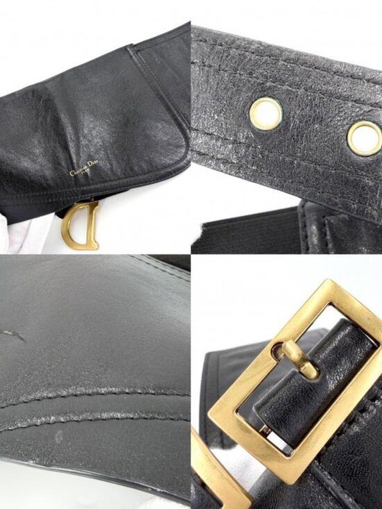 Dior Waist Bag Saddle Belt Bag Leather Black Gold - Picture 6 of 6